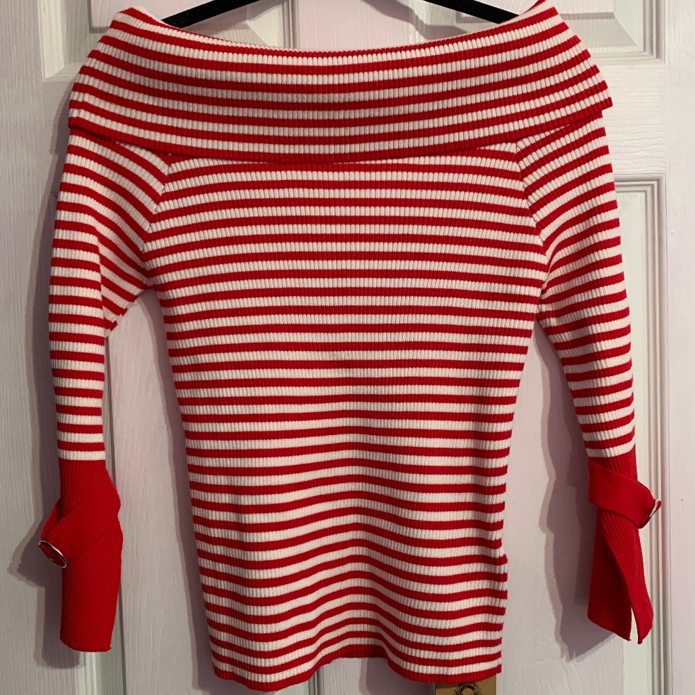 Striped Off The Shoulder Sweater